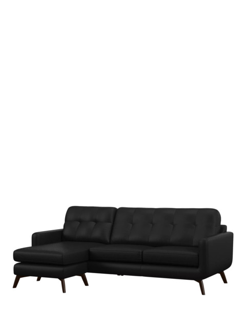 John Lewis Barbican LHF Chaise Leather Sofa, Dark Leg - image 1