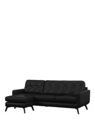 John Lewis Barbican LHF Chaise Leather Sofa, Dark Leg - thumbnail 1
