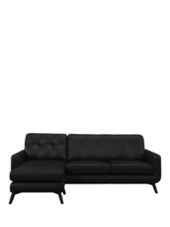 John Lewis Barbican LHF Chaise Leather Sofa, Dark Leg - thumbnail 5