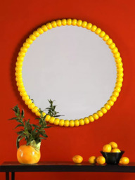 Där Ruan Bobbin Round Wood Frame Wall Mirror, 70cm - thumbnail 4