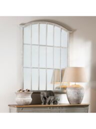 One.World Wilton Arched Wood Window Wall Mirror, 150 x 120cm, Grey