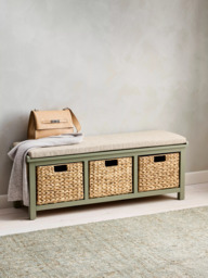 John Lewis Wooden Country Shoe Bench with Storage, Sage - thumbnail 2