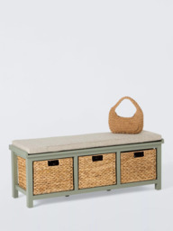 John Lewis Wooden Country Shoe Bench with Storage, Sage - thumbnail 4
