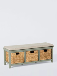 John Lewis Wooden Country Shoe Bench with Storage, Sage - thumbnail 1