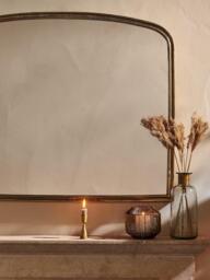 nkuku Almora Arched Metal Frame Wall Mirror, 65 x 80cm, Antique Brass - thumbnail 4