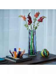 LSA International Folk Tall Glass Vase, H42cm, Green/Purple - thumbnail 4