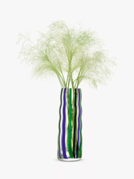 LSA International Folk Tall Glass Vase, H42cm, Green/Purple - thumbnail 3