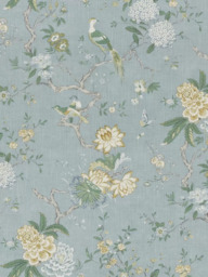 GP & J Baker Oriental Bird Made to Measure Curtains or Roman Blind, Soft Blue - thumbnail 1