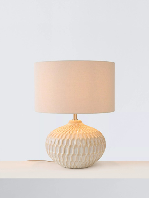 John Lewis Textured Ceramic Table Lamp, White Wash - image 1