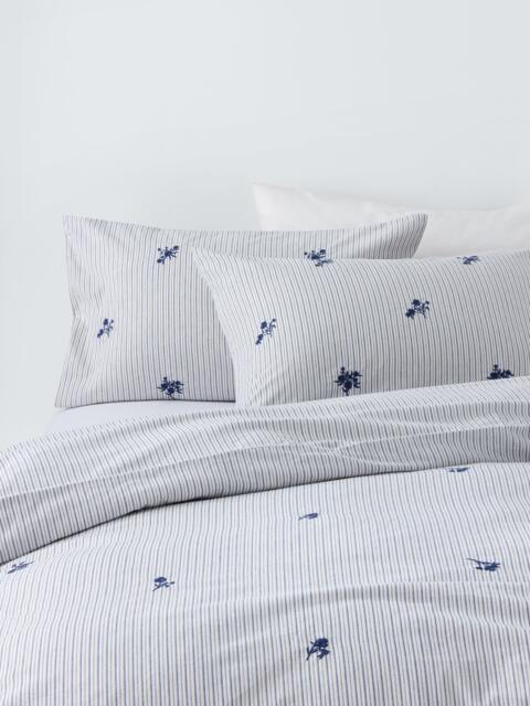 John Lewis Stanton Pure Cotton Embroidered Percale Duvet Cover Set, Blue - image 1