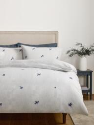 John Lewis Stanton Pure Cotton Embroidered Percale Duvet Cover Set, Blue - thumbnail 6