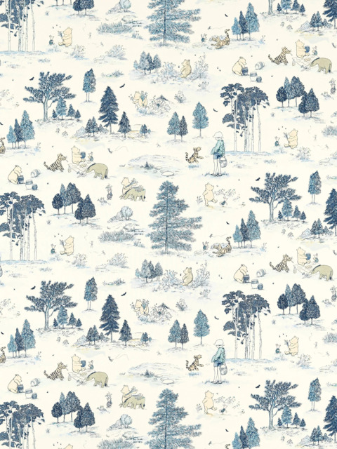 Disney Home x Sanderson Winnie Made to Measure Curtains or Roman Blind, Bonbon Blue - image 1