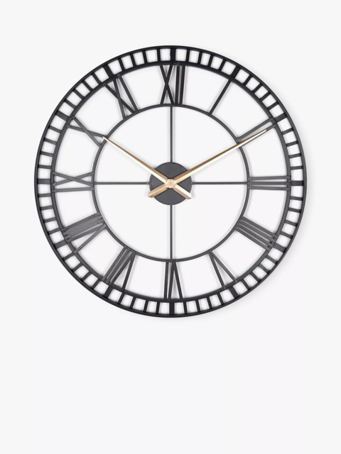 Lascelles Large Roman Numeral Skeleton Wall Clock, 80cm, Black/Gold - image 1