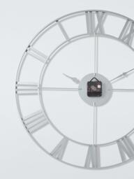 John Lewis Roman Numeral Skeleton Wall Clock, 60cm, Silver/Black - thumbnail 3