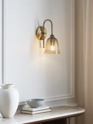John Lewis Farmhouse Bubble Glass Shade Wall Light, Antique Brass - thumbnail 2
