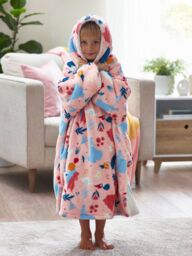 Disney Princess Kids' Floral Oversized Fleece Hooded Blanket, Pink/Multi - thumbnail 1