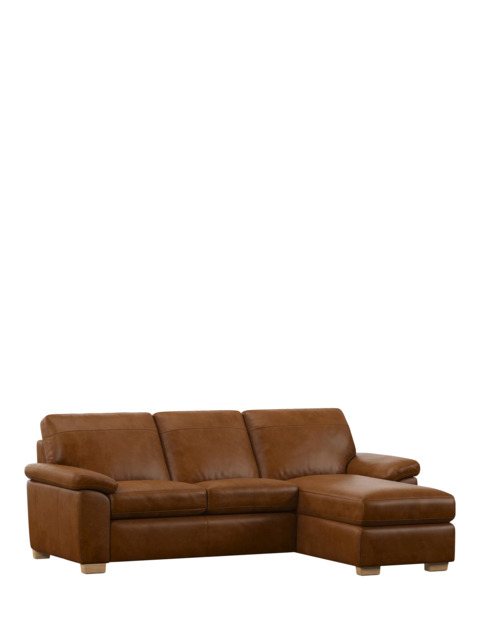John Lewis Camden RHF Chaise Leather Sofa Bed, Light Leg - image 1