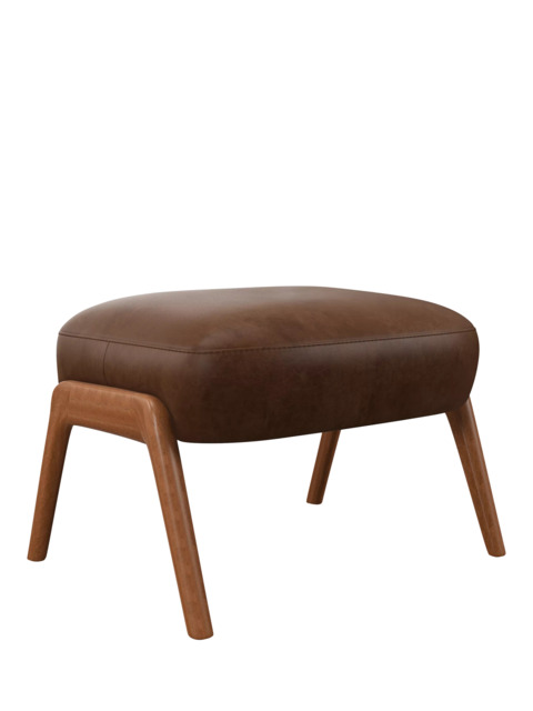 John Lewis Hendricks Leather Footstool, Dark Leg - image 1
