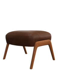 John Lewis Hendricks Leather Footstool, Dark Leg - thumbnail 4