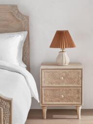 John Lewis Hidcote 2 Drawer Floral Bedside Table, FSC-Certified (Mango Wood), Light Stain Mango - thumbnail 2