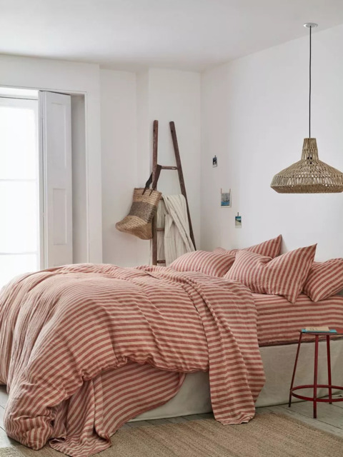 Piglet in Bed Pembroke Stripe Linen Blend Flat Sheet - image 1