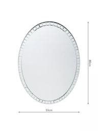 Laura Ashley Marcella Oval Glass Wall Mirror, 80 x 53cm, Clear - thumbnail 2