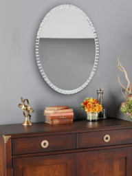 Laura Ashley Marcella Oval Glass Wall Mirror, 80 x 53cm, Clear - thumbnail 1