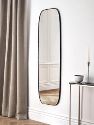 John Lewis Scandi Curved Corner Full-Length Metal Frame Wall Mirror, 160 x 50cm, Black - thumbnail 2