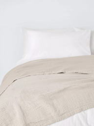 John Lewis Pencil Stripe Cotton Reversible Bedspread - thumbnail 1