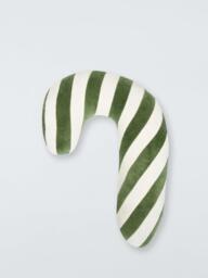 John Lewis Candy Cane Velour Cushion, Green - thumbnail 1