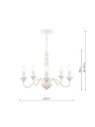 Laura Ashley Tate 5 Arm Ceiling Light, White - thumbnail 3