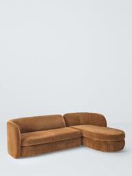 John Lewis Pleat Large 4 Seater RHF Chaise End Sofa, Soft Chenille Ginger - thumbnail 1