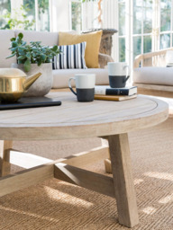 KETTLER Cora Round Acacia Wood Garden Coffee Table, 90cm, Natural - thumbnail 2