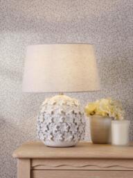 Laura Ashley Ingham Floral Ceramic Table Lamp, Off White - thumbnail 2