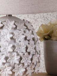 Laura Ashley Ingham Floral Ceramic Table Lamp, Off White - thumbnail 4