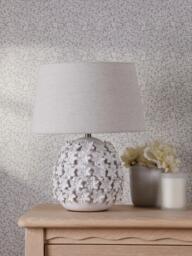 Laura Ashley Ingham Floral Ceramic Table Lamp, Off White - thumbnail 3