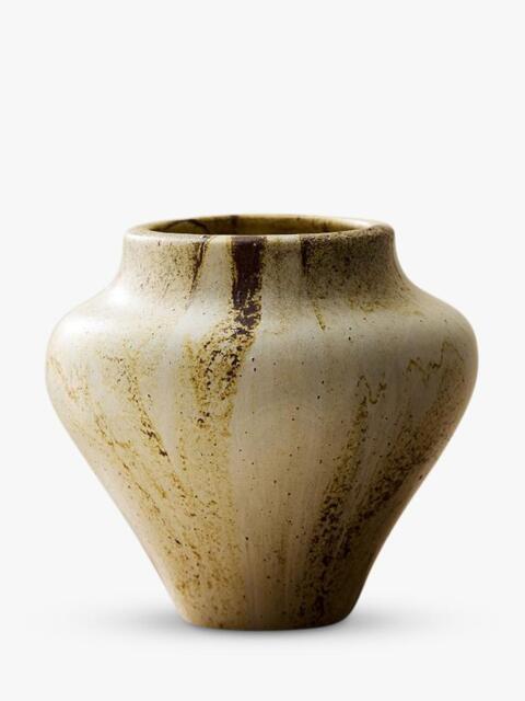 West Elm Sahar Small Ceramic Vase, H16.3cm, Sand Stone - image 1