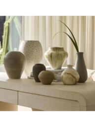 West Elm Sahar Small Ceramic Vase, H16.3cm, Sand Stone - thumbnail 3