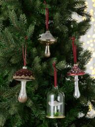 John Lewis The Curator Mushroom Bauble, Red/Gold - thumbnail 3