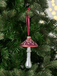 John Lewis The Curator Mushroom Bauble, Red/Gold - thumbnail 2