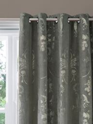Laura Ashley Josette Metallic Pair Lined Eyelet Curtains, Steel - thumbnail 3