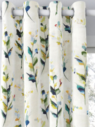 John Lewis Wildflower Sprigs Print Pair Blackout/Thermal Lined Eyelet Curtains, Multi - thumbnail 1