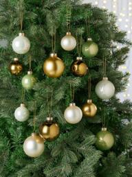 John Lewis Glass Baubles, Box of 42, Gold/Green/Cream - thumbnail 2