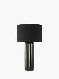 Där Hebron Glazed Ceramic Base Table Lamp, Black