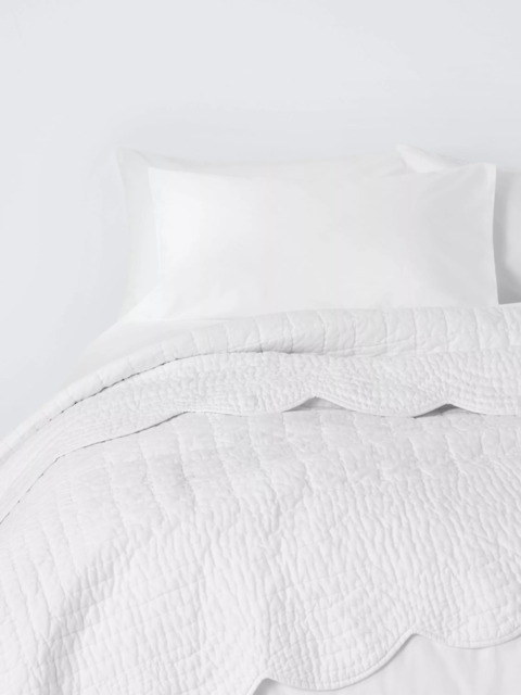 John Lewis Scallop Cotton Quilt, White - image 1
