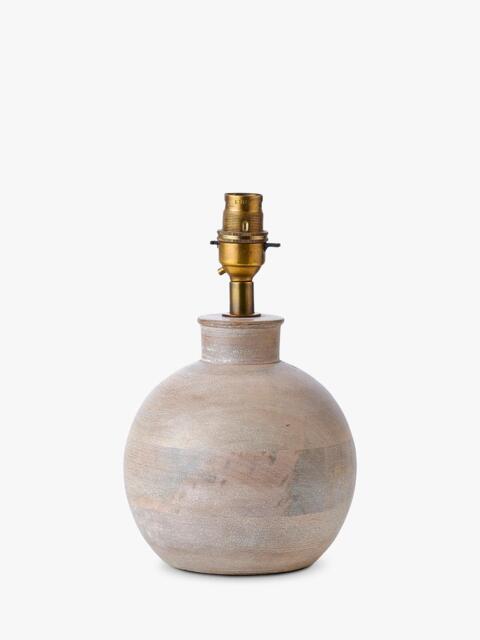 John Lewis Emi Mango Wood Table Lamp Base, White Washed - image 1