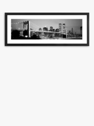 Brookpace Lascelles 'New York Skyline At Night' Framed Print & Mount, 38 x 101cm, Black/White - thumbnail 1