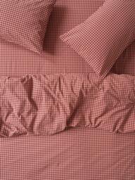 Piglet in Bed Gingham Washed Cotton Bedding, Fig/Blush Pink - thumbnail 1