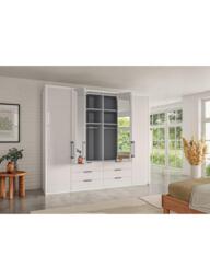 John Lewis Osaka 2.5m Bi-Fold Wardrobe with 2 Glass Doors, 4 Mirrored Doors & 6 Glass Drawers - thumbnail 4