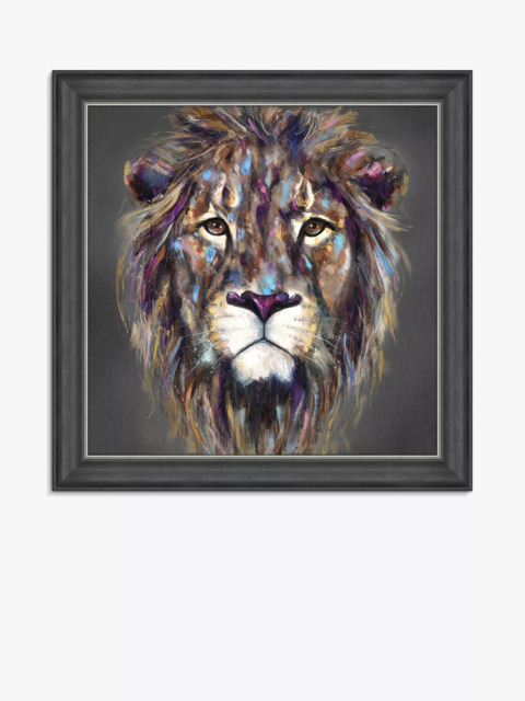 John Lewis Louise Luton 'Kendi' Lion Framed Print, 83 x 83cm, Brown/Multi - image 1